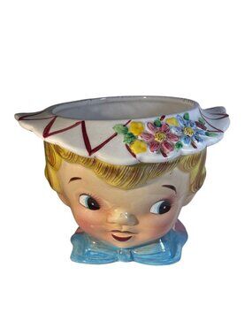 Miss Dainty Cookie Jar Planter Hand Painted Blonde Girl No Lid